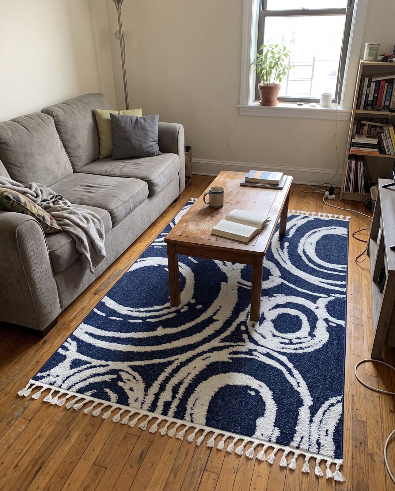 9' x 12' Beech · Abstract rug, blue