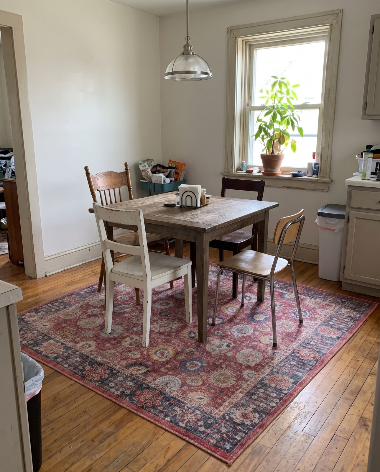 7' 10 x 7' 10 Barlow · Floral medallion Washable Rug, vintage red