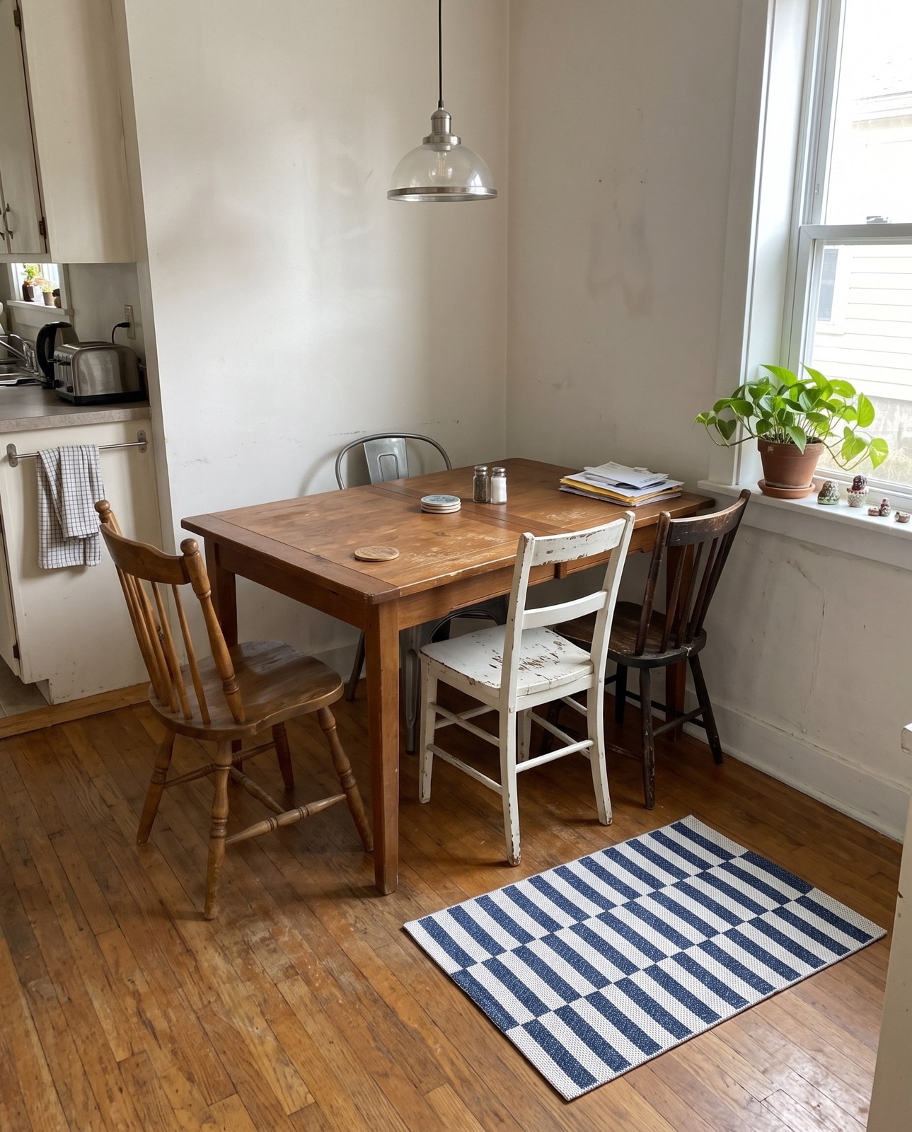 2' 2 x 3' Wakefield · Geometric striped rug, navy and ivory