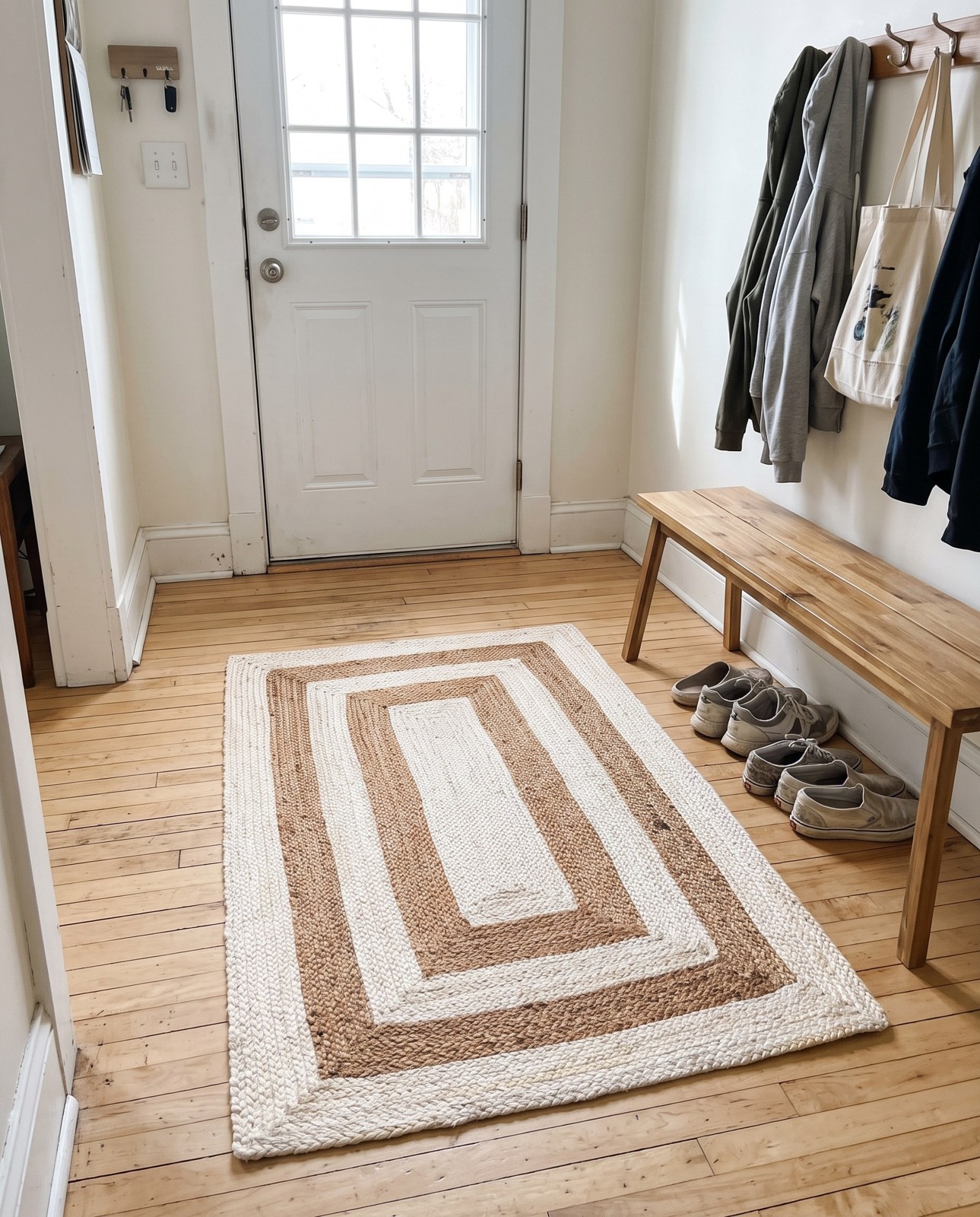 3' 3 x 5' 1 Goodwin · Border Braided Jute Rug, natural and white