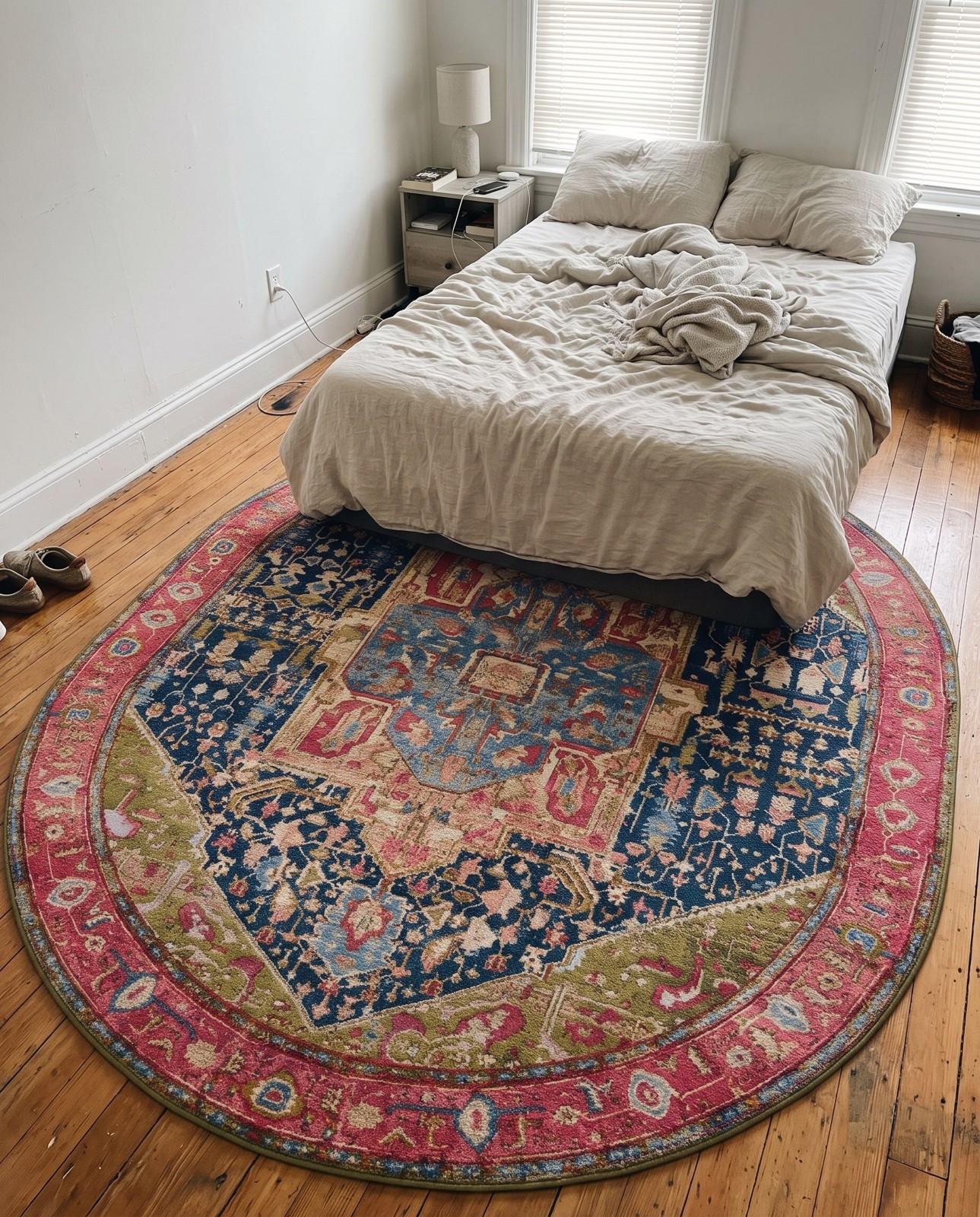 Detail image of 4' x 6' Lomax · Medallion Outdoor Rug, navy and pink