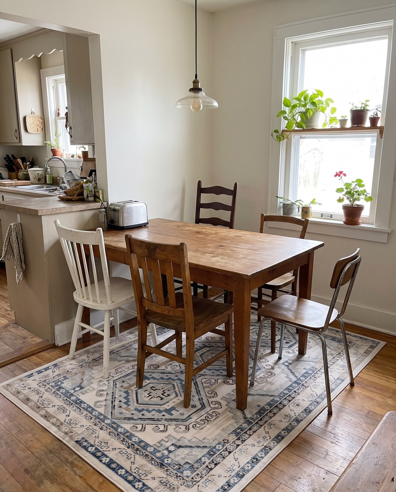 3' x 5' 3 Harmon · Border rug, gray blue