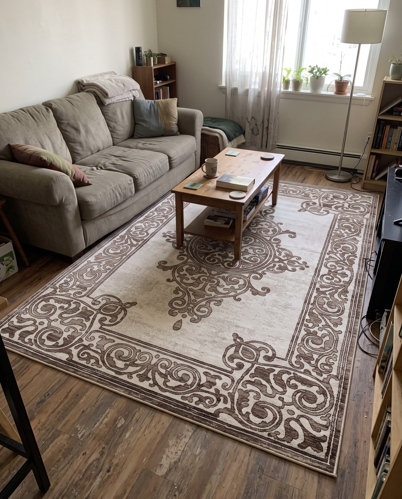 6' x 9' Bunting · Border rug, chocolate brown