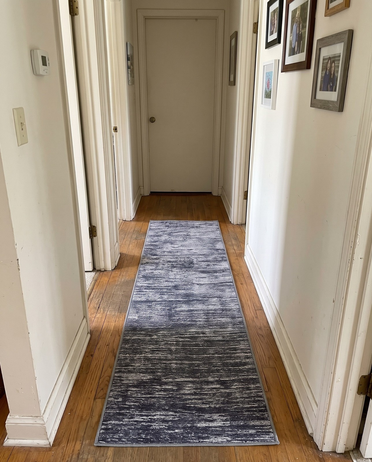 Detail image of 2' x 5' Prewitt · Gradient lines rug, gray and ivory