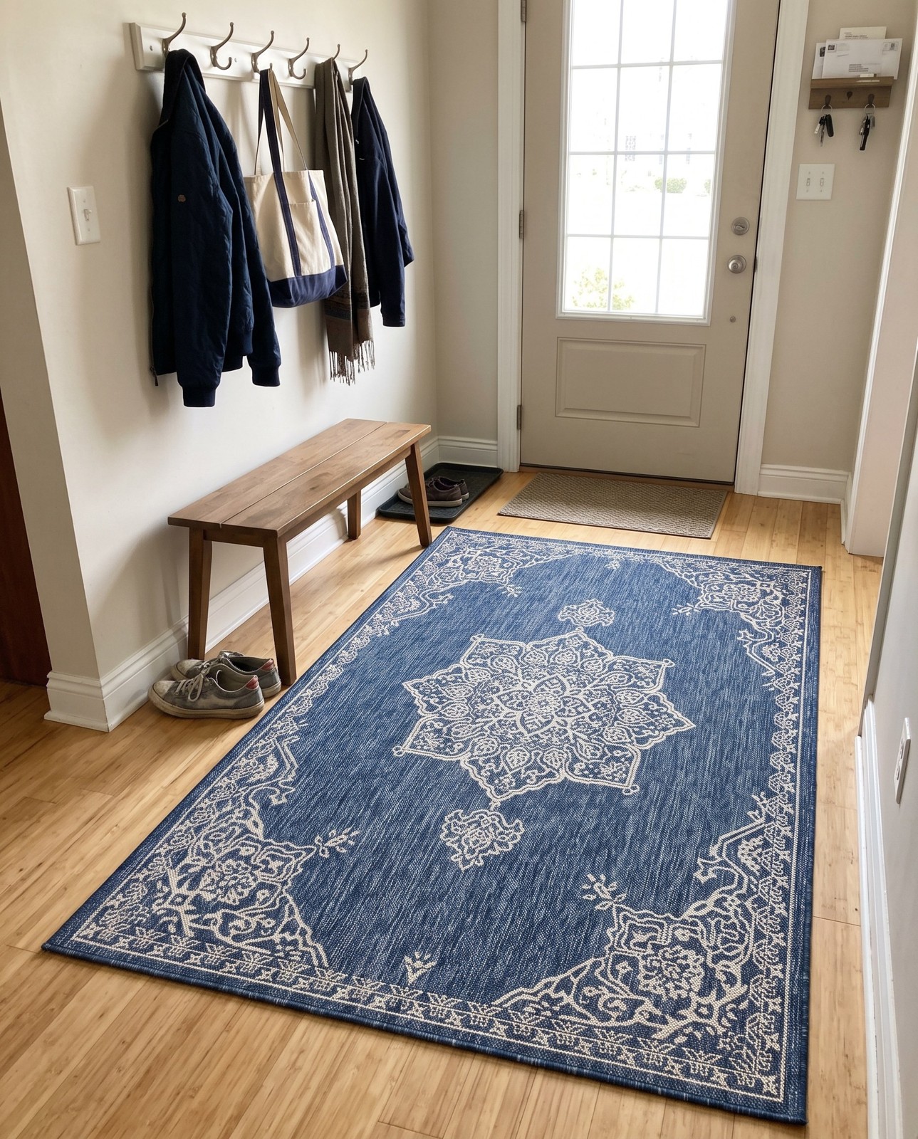 7' 10 x 10' Rhys · Border Outdoor Rug, blue