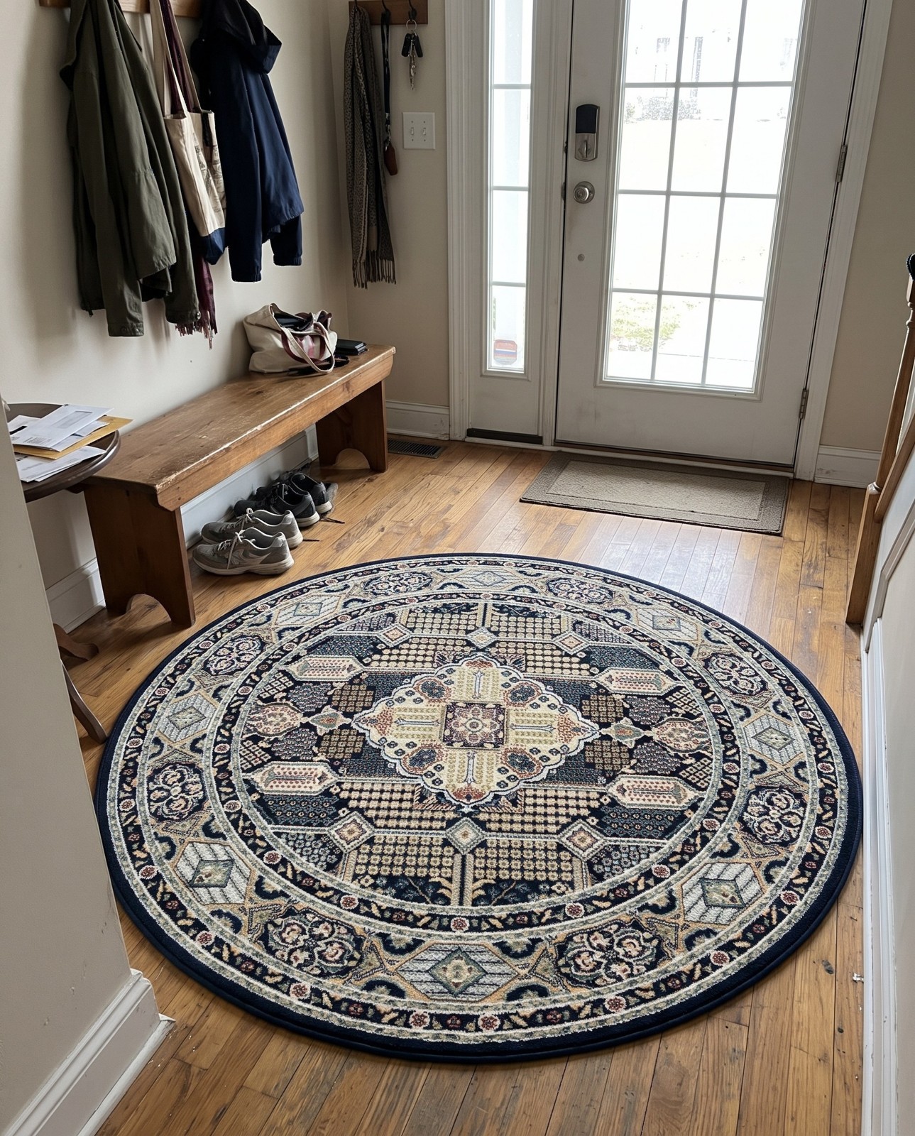 5' x 5' Blakemore · Persian medallion rug, navy and cream