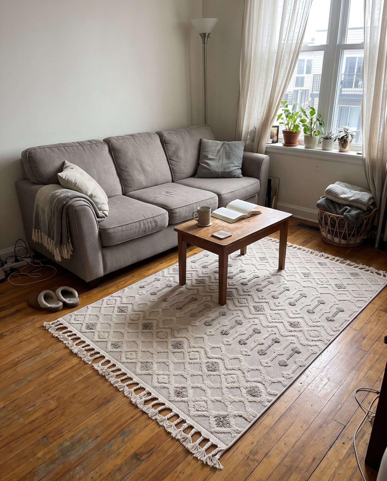 Detail image of 4' x 6' Rothwell · Diamond rug, sandy beige