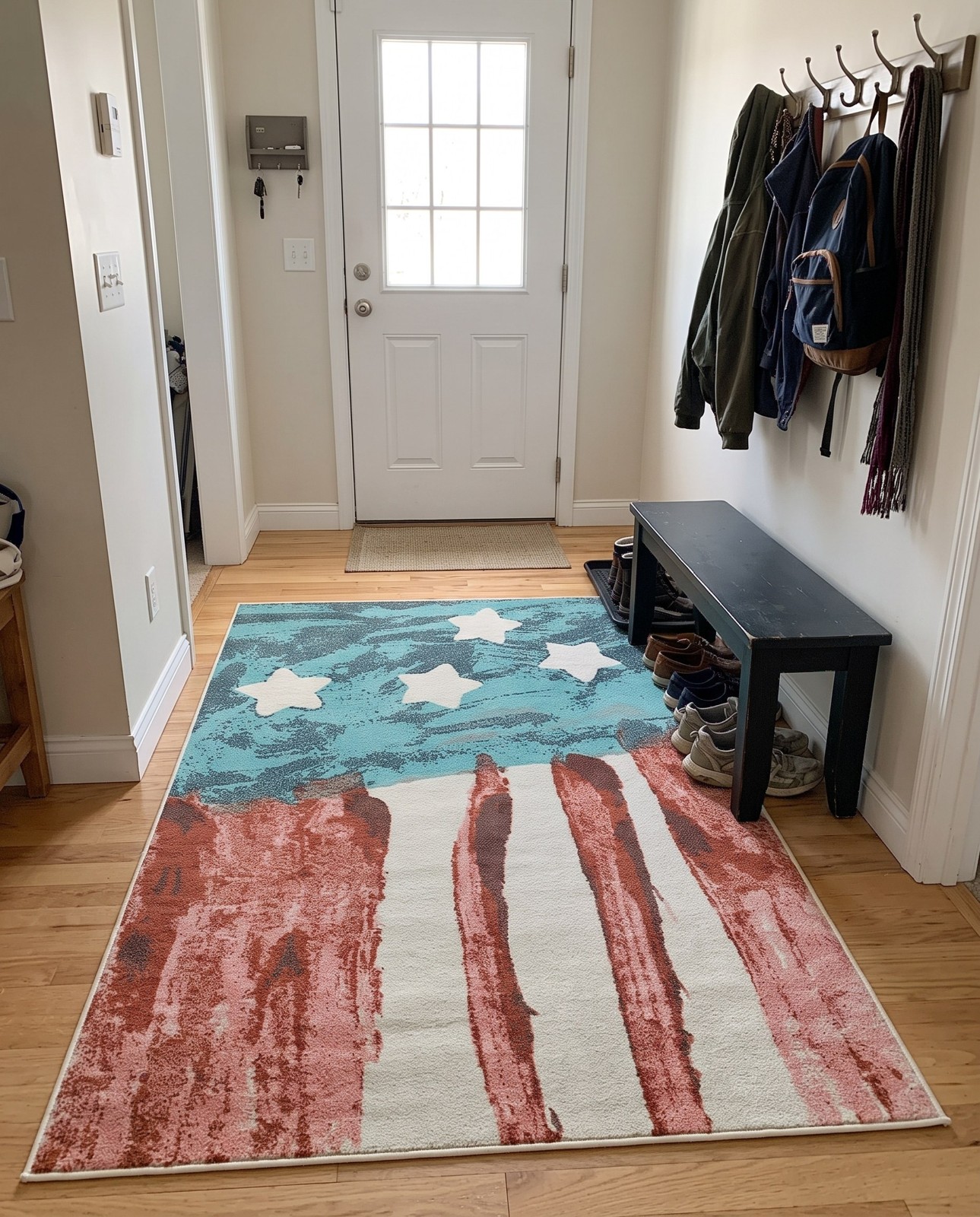 2' 2 x 3' 1 Venables · Striped rug, red and blue