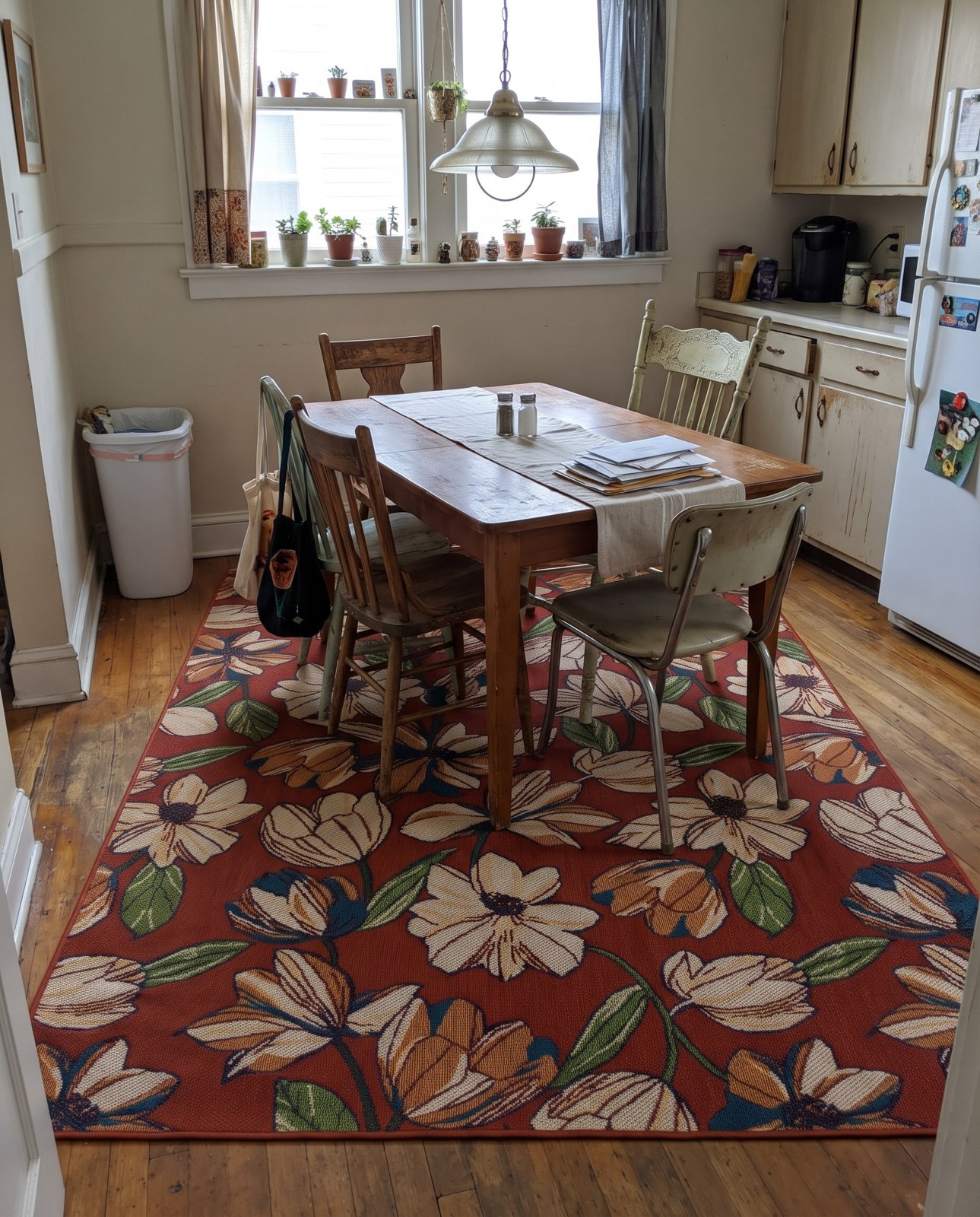 9' x 12' Lyndon · Floral Outdoor Rug, rust red and cream