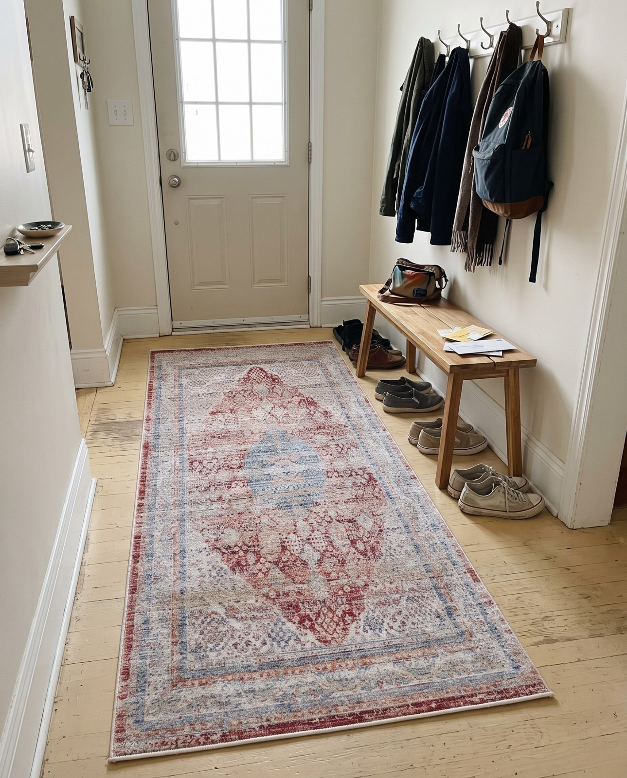 2' 2 x 3' Meridian · Border rug, red
