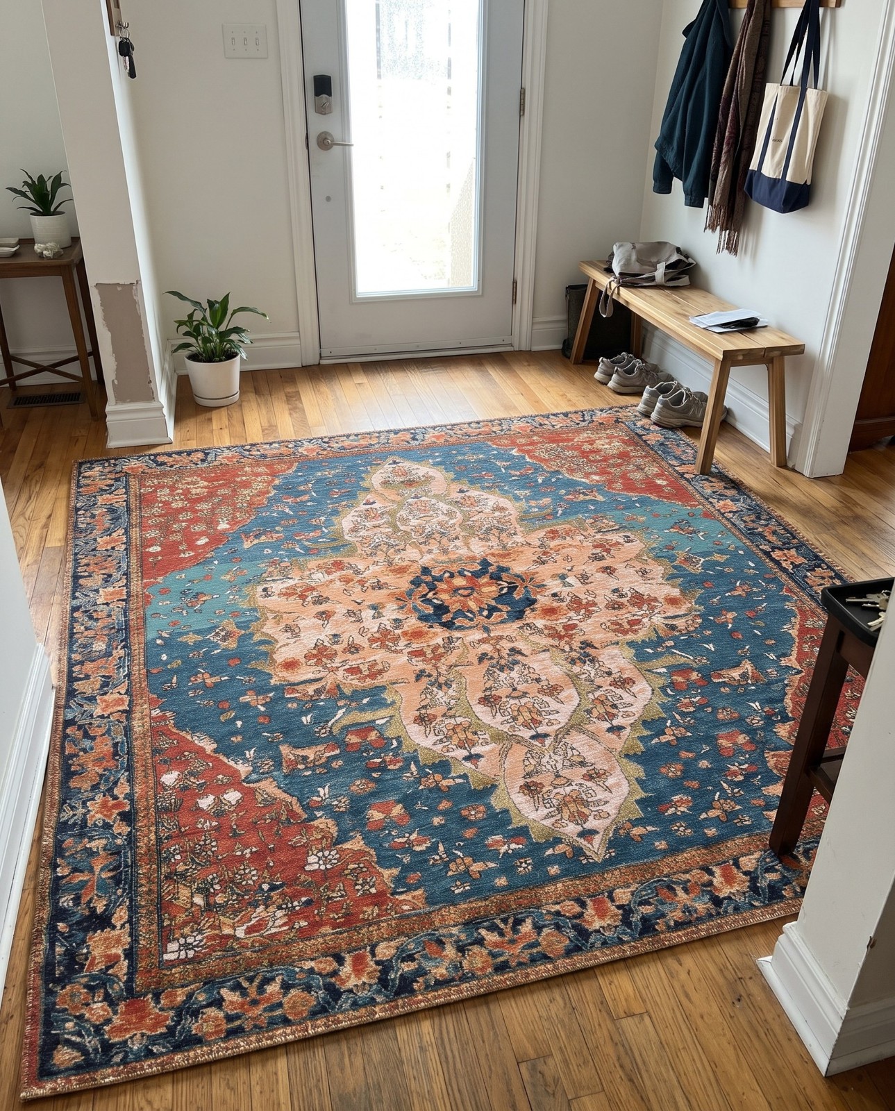 10' x 10' Lomax · Medallion Outdoor Rug, navy and rust