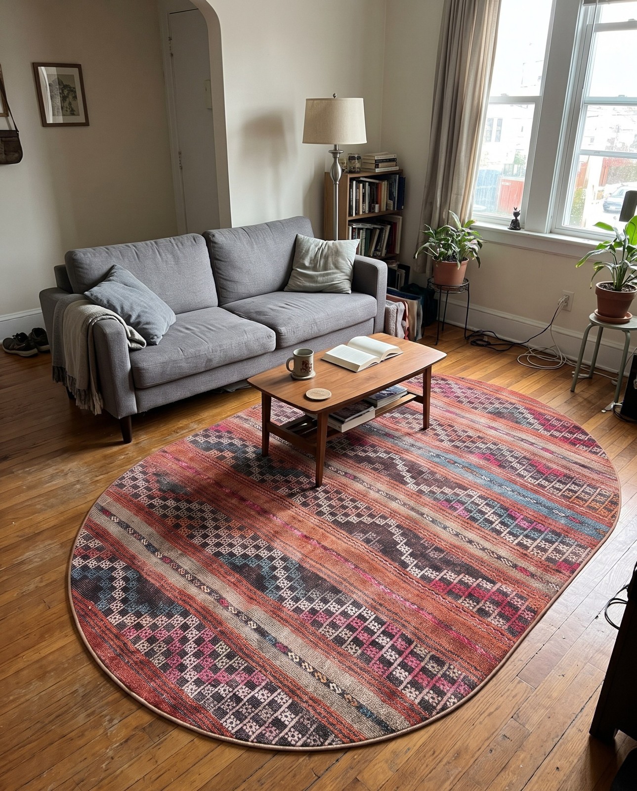 Detail image of 2' x 3' Wetherby · Tribal striped Washable Rug, rust and black