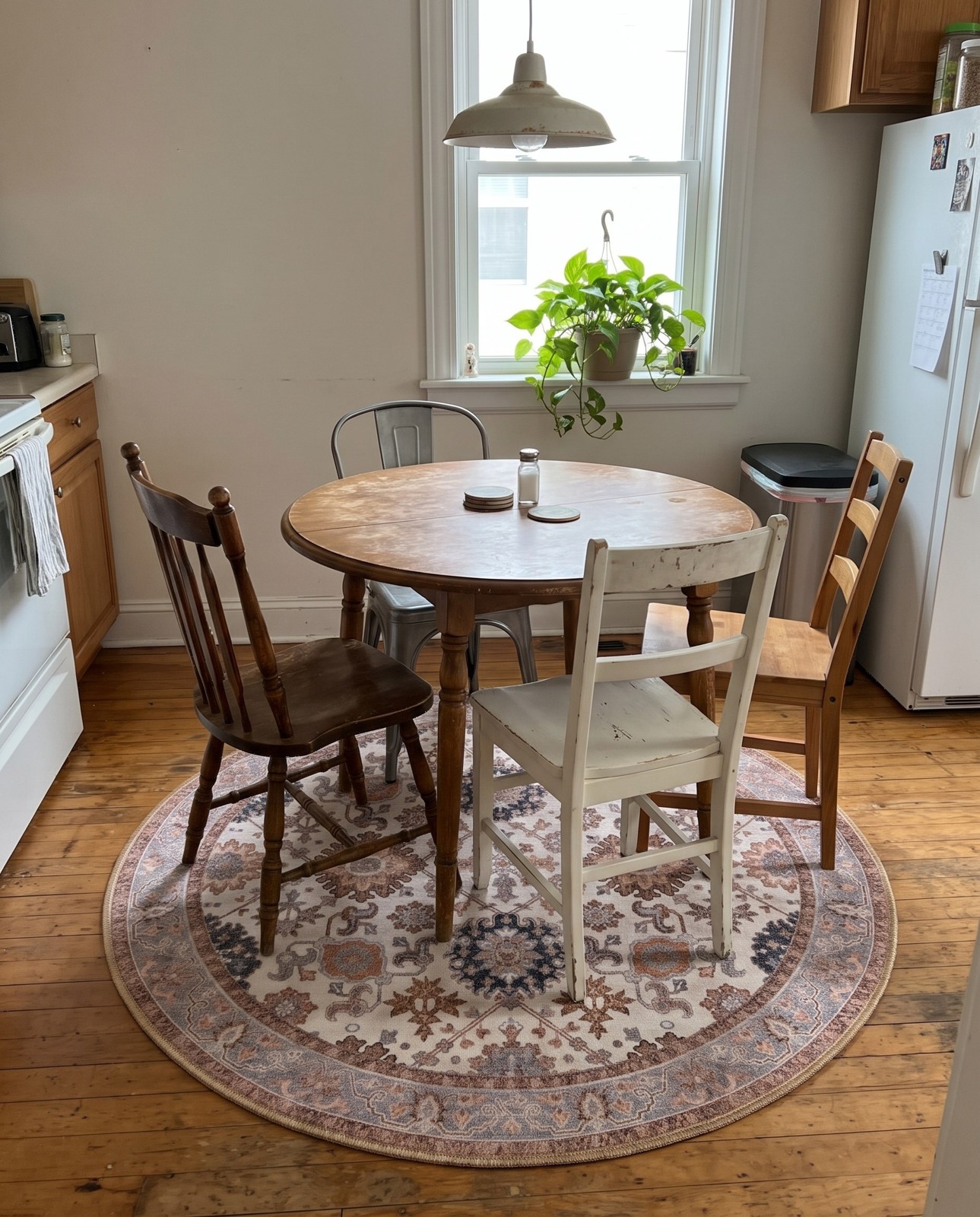 3' 6 x 3' 6 Carden · Persian medallion Washable Rug, ivory and peach