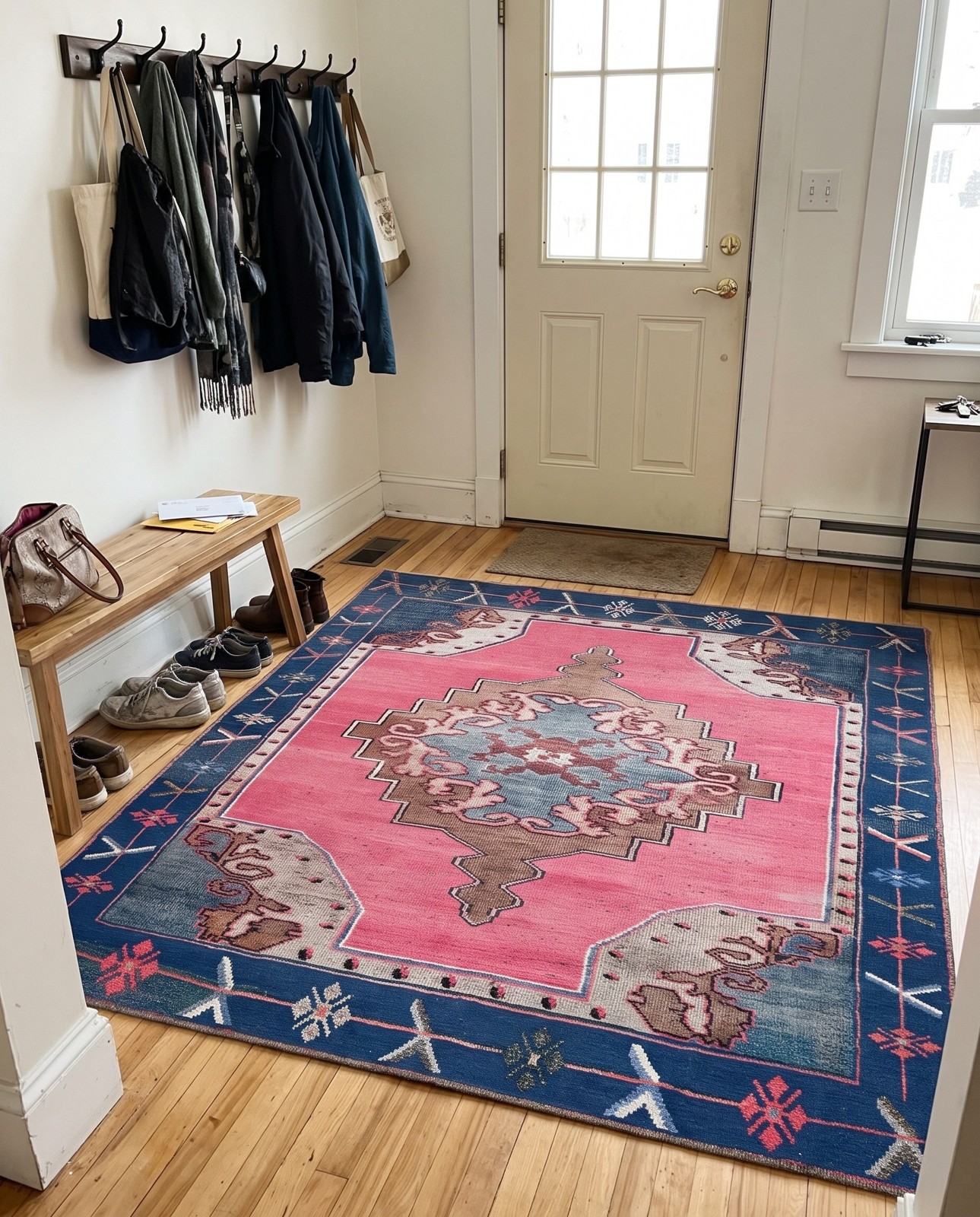 7' 10 x 7' 10 Sanderson · Border Washable Rug, fushia