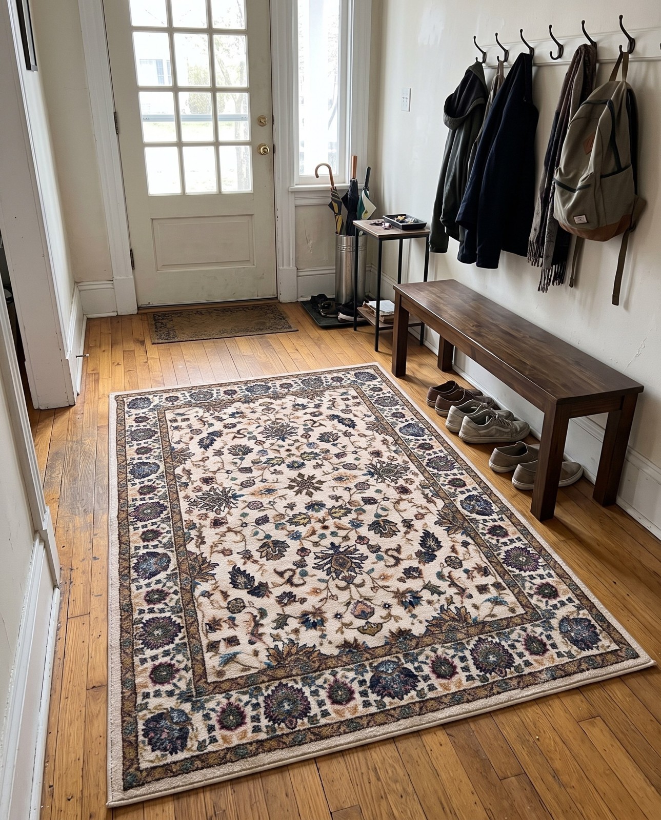 2' 2 x 3' Bluebell · Persian floral rug, ivory and blue