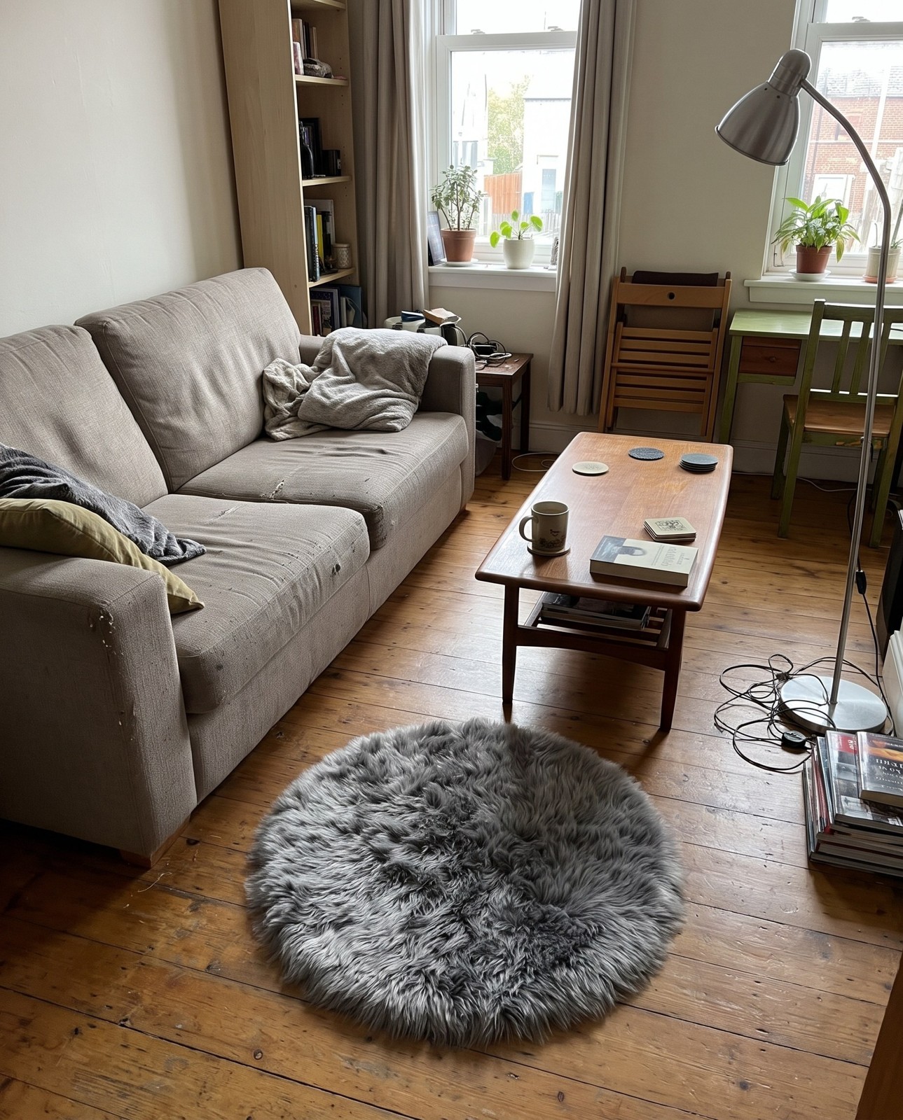 3' x 3' Oscar · Solid Shag Rug, charcoal gray