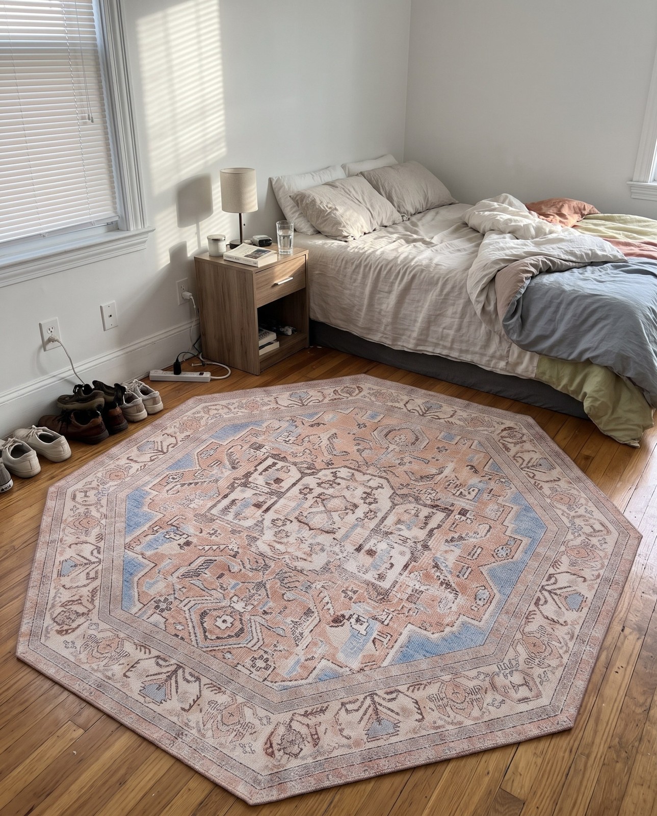 7' 6 x 7' 6 Boone · Medallion Washable Rug, blue and beige