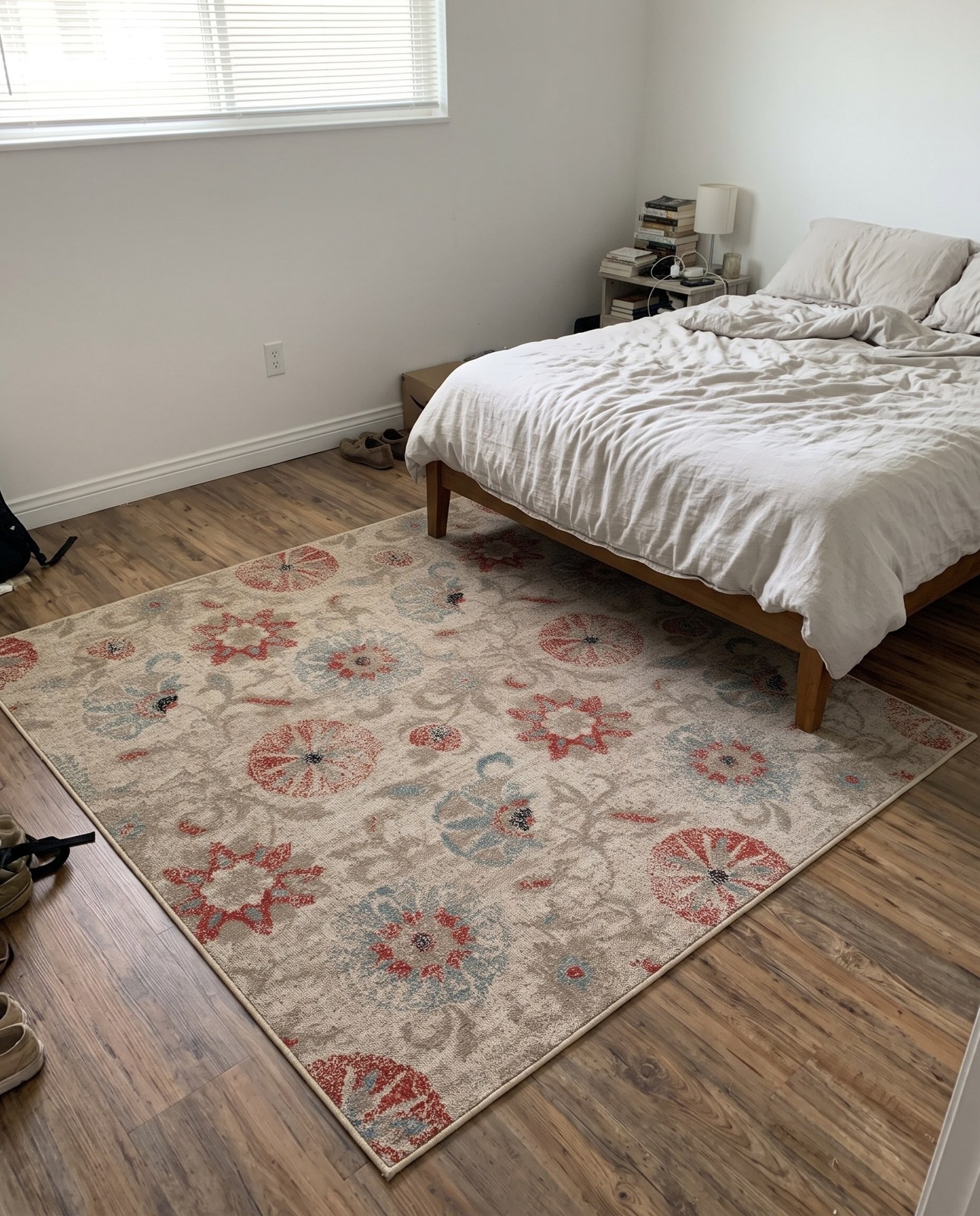 7' 10 x 7' 10 Lofton · Floral Outdoor Rug, beige and terracotta