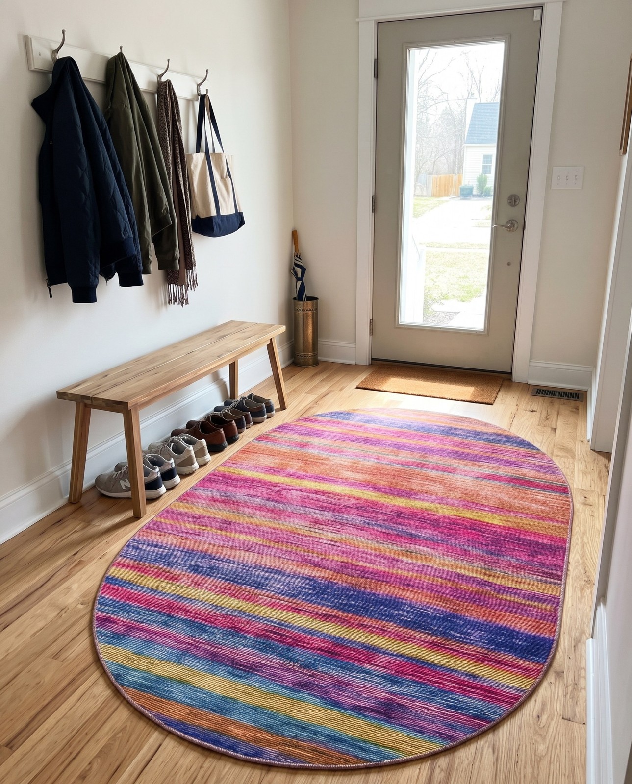 Detail image of 5' x 8' Prewitt · Striped rug, multi