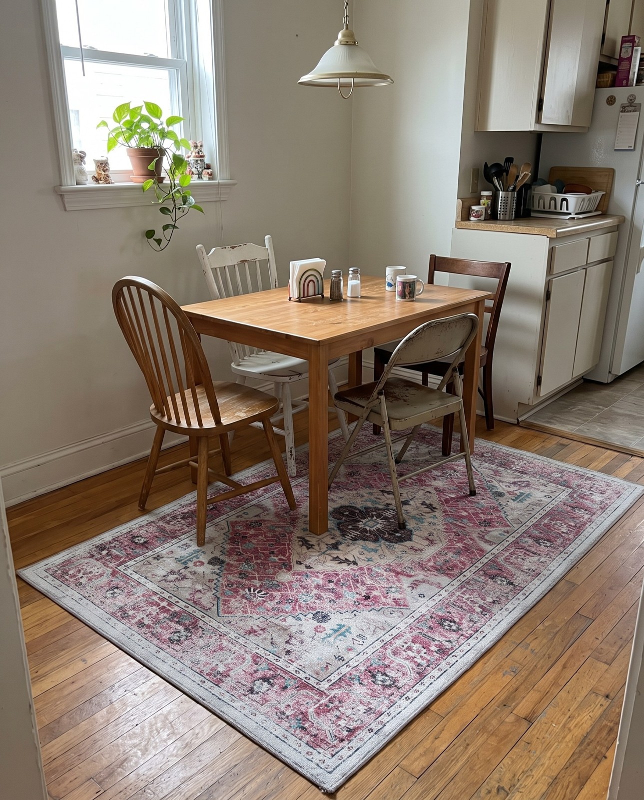 4' x 6' Trillium · Medallion Washable Rug, coral and ivory