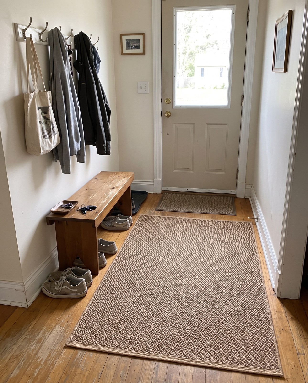 Detail image of 5' 3 x 8' Wabash · Diamond rug, natural and brown
