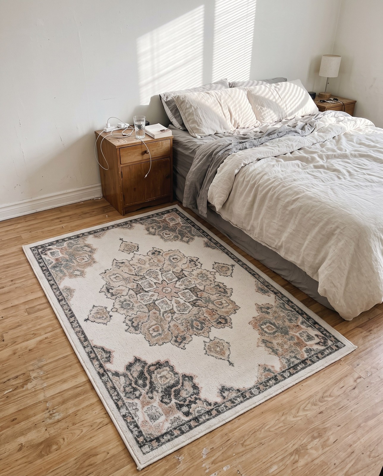 3' 3 x 5' 3 Nettle · Medallion rug, ivory