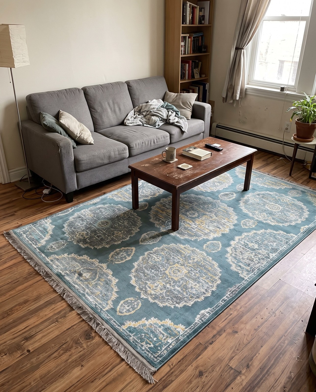4' 3 x 6' Mather · Border rug, gray