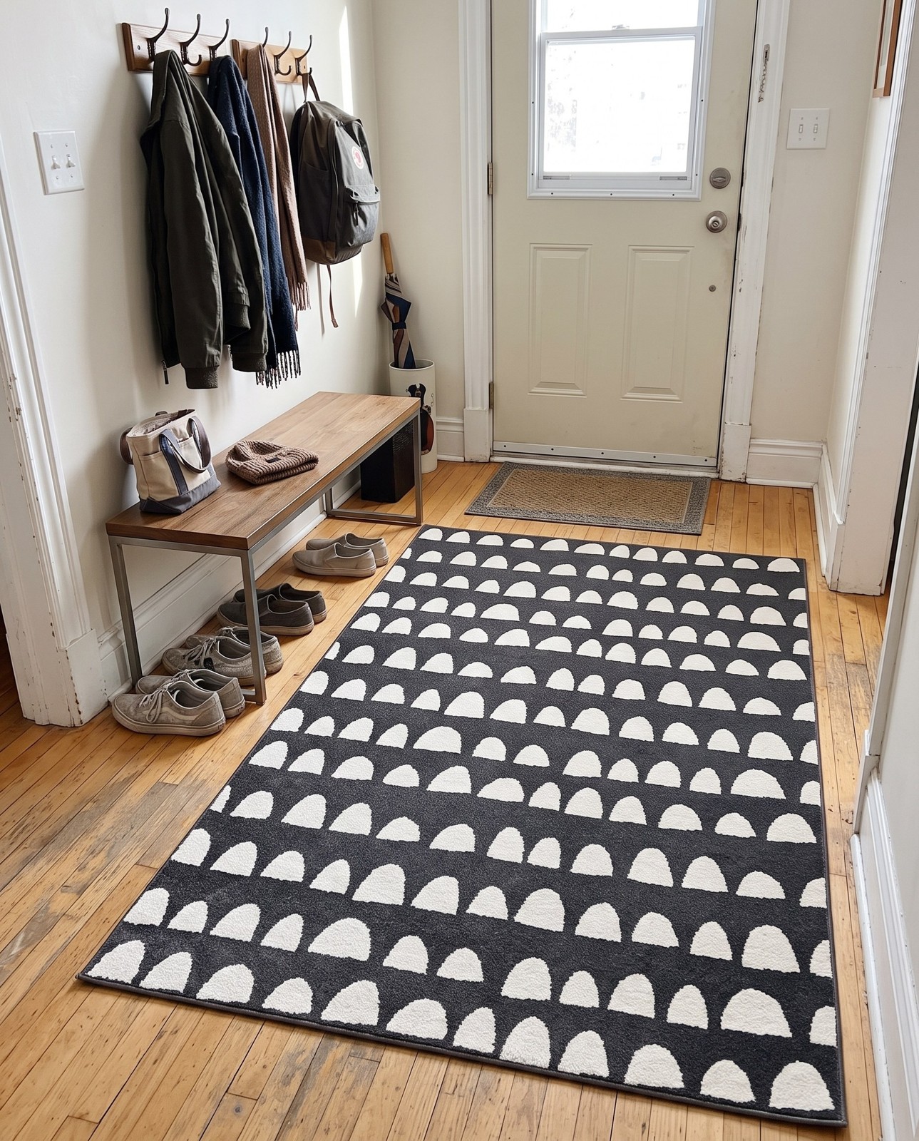 5' x 8' Halloran · Geometric rug, dark gray