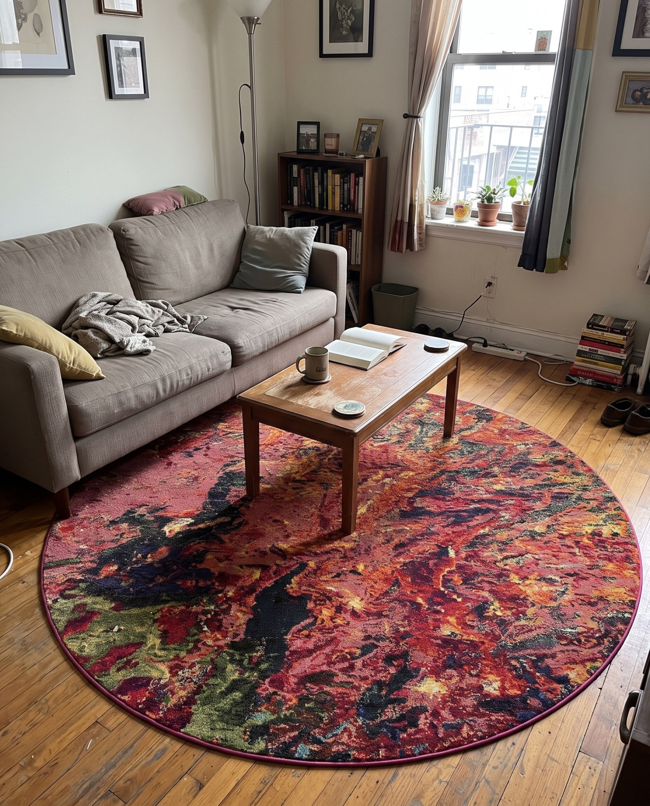 2' x 3' Coronado · Abstract Washable Rug, multi and red