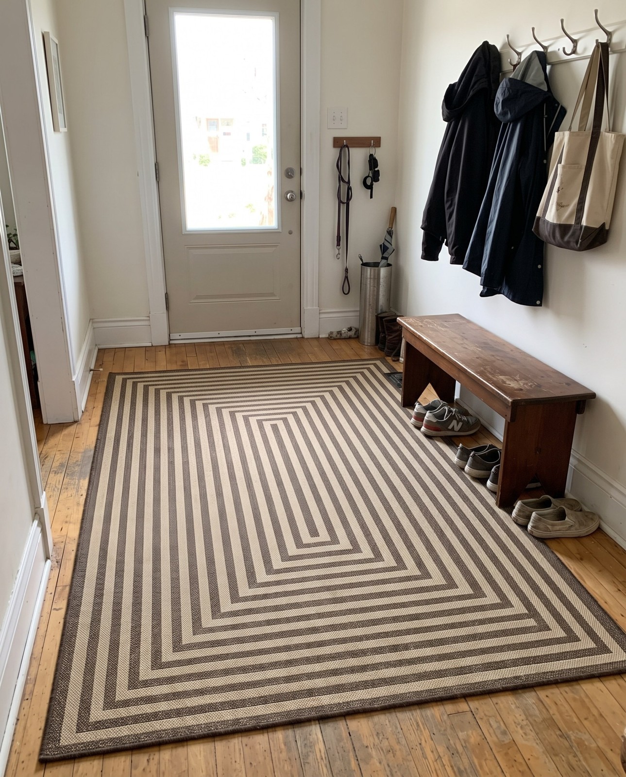 4' x 6' Ashland · Border rug, natural and brown