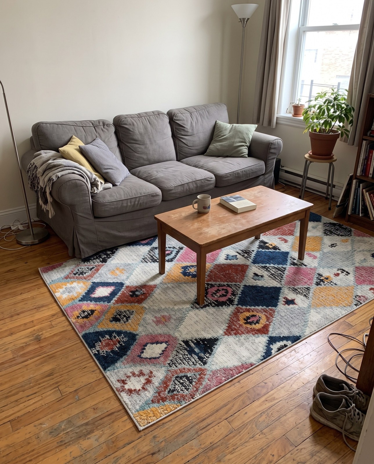 Detail image of 4' x 6' Concord · Diamond rug, multicolor and ivory