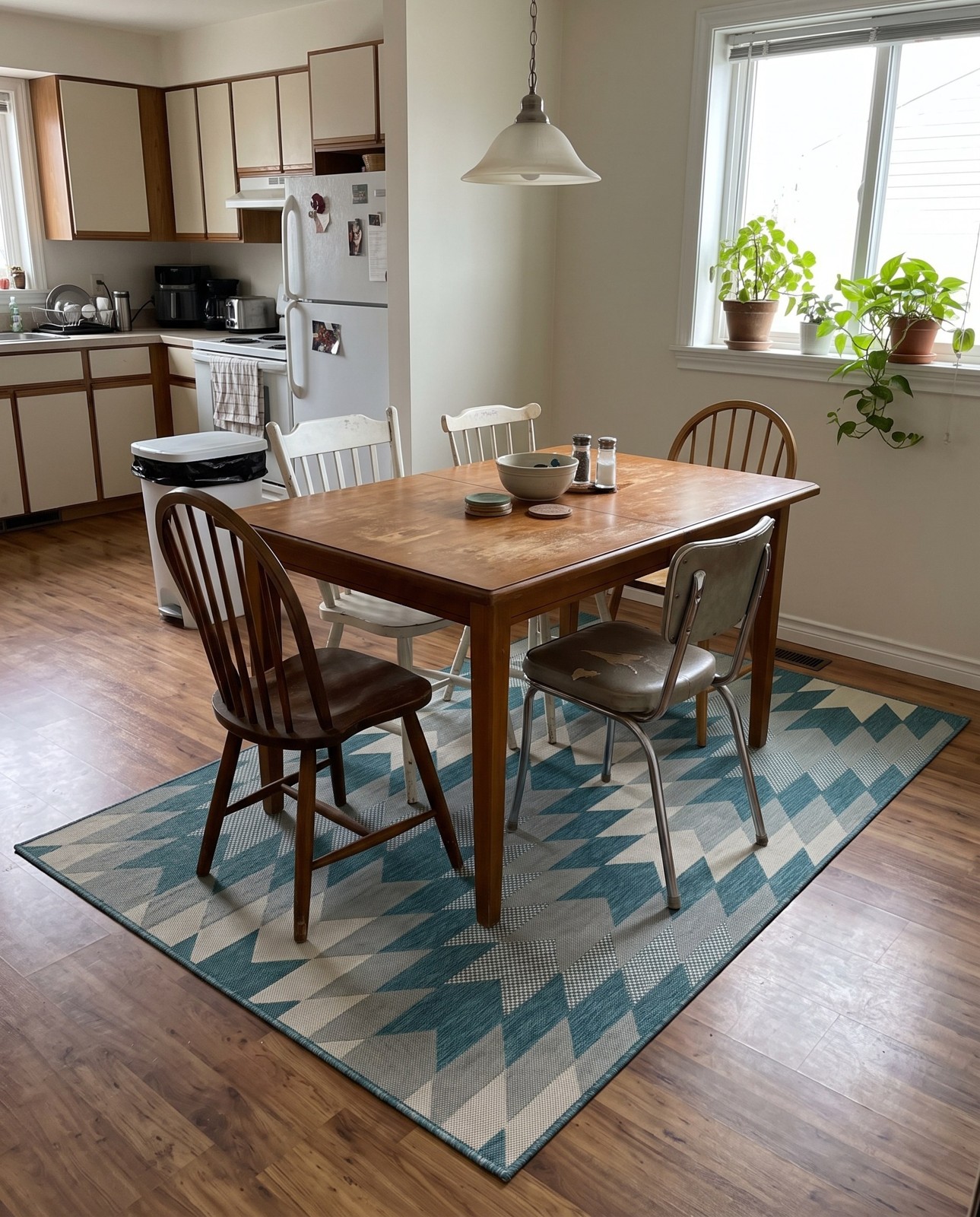 Detail image of 2' x 3' Morrell · Chevron Outdoor Rug, aqua and ivory