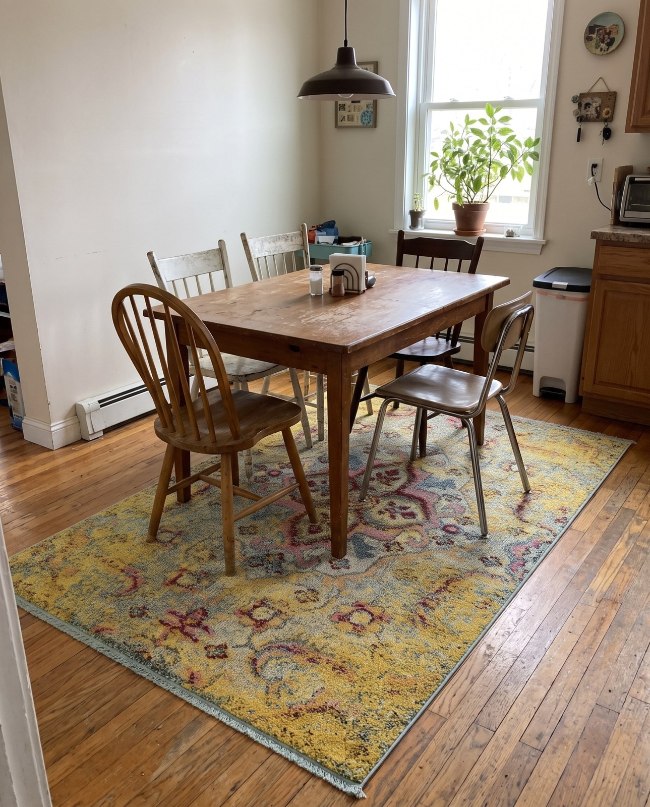 5' x 8' Saltonstall · Medallion Washable Rug, yellow and pink