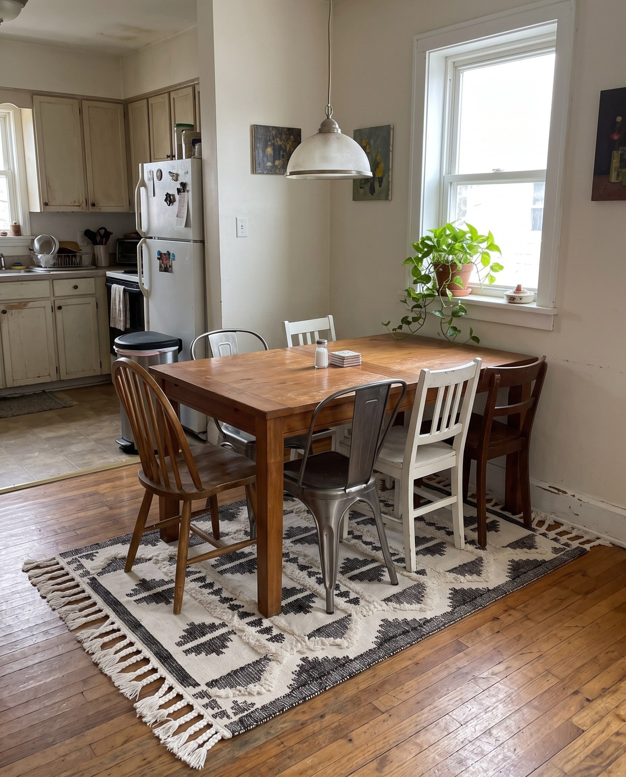 10' x 14' 1 Maitland · Geometric tribal Wool Rug, black and cream