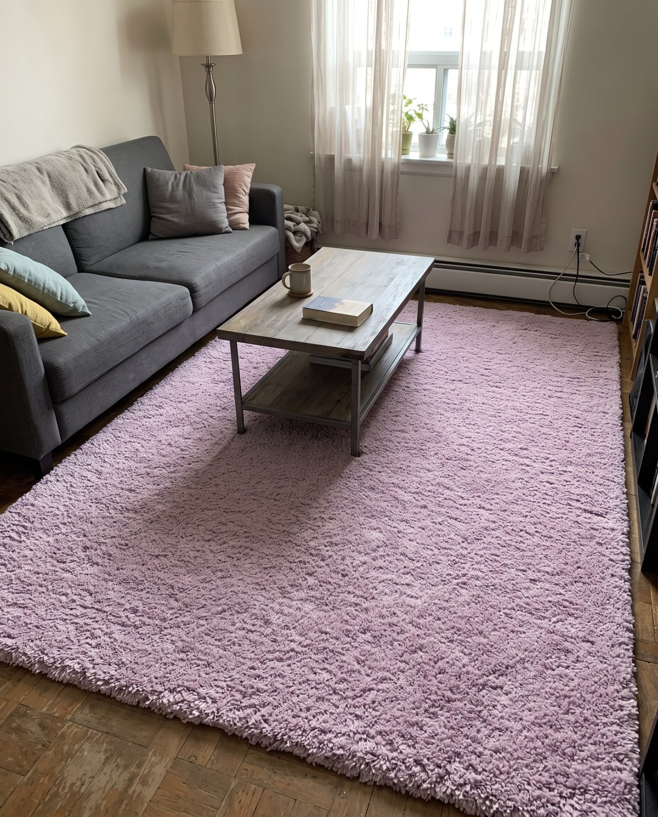 8' x 10' Olympia · Solid Shag Rug, lavender