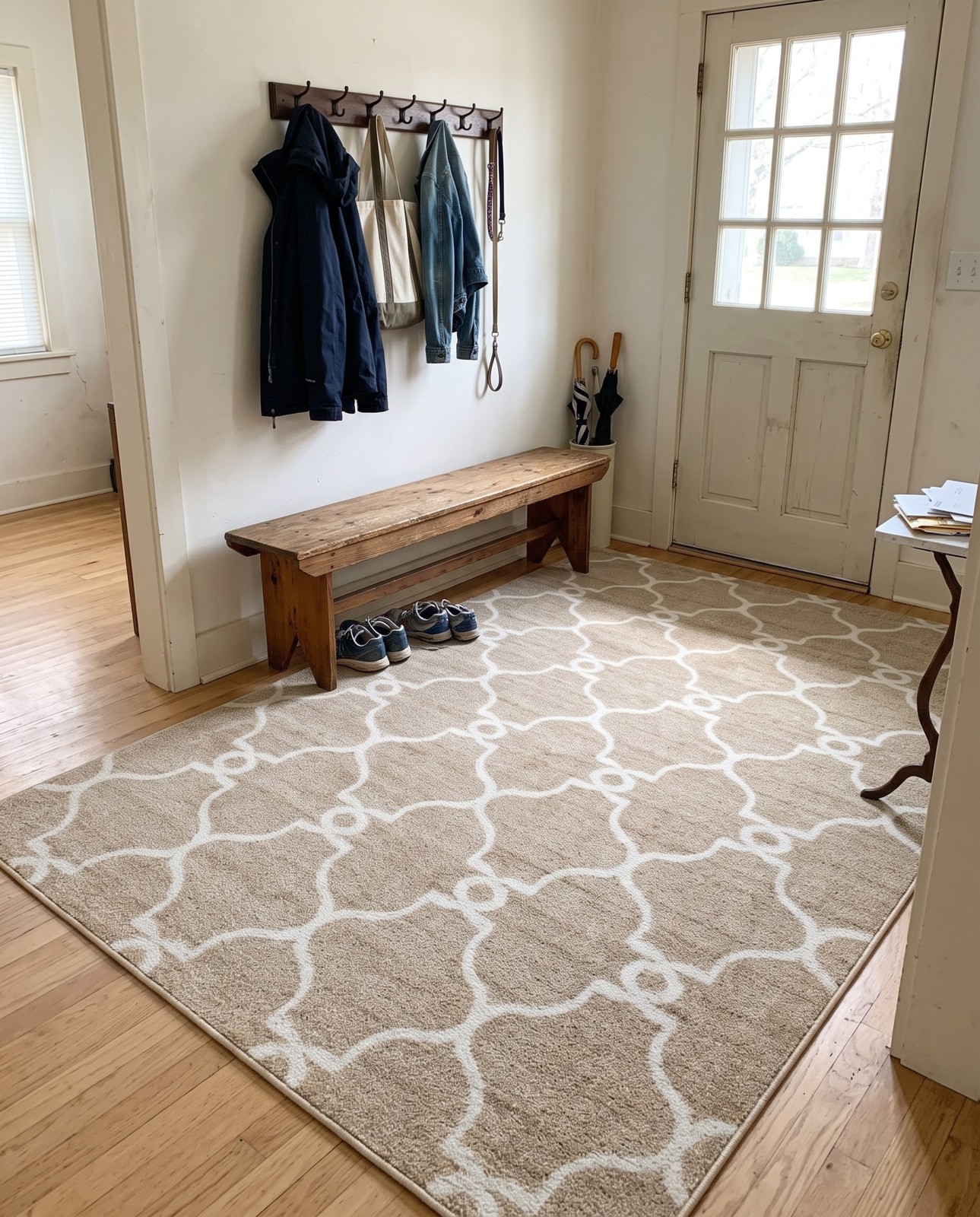 7' x 10' Racine · Lattice Outdoor Rug, light brown and beige