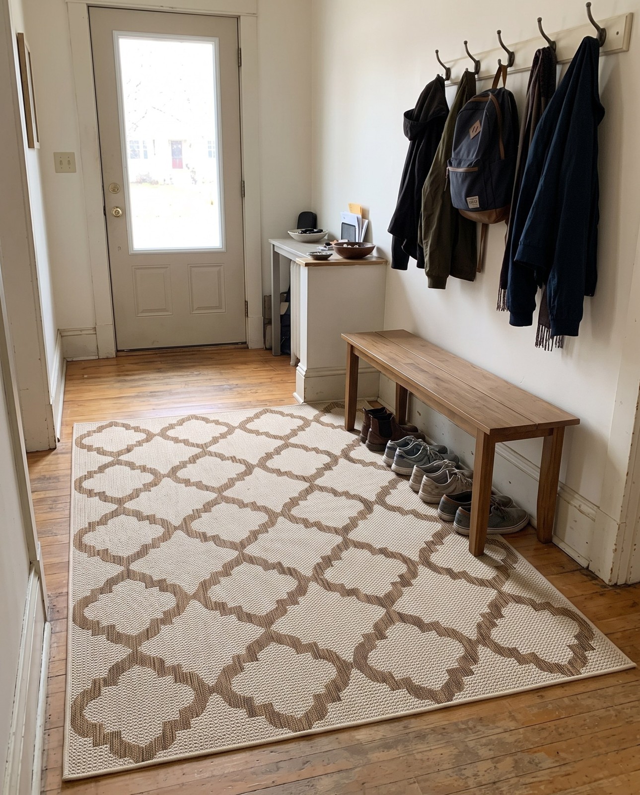 3' 3 x 5' Fanshawe · Lattice Outdoor Rug, beige and brown