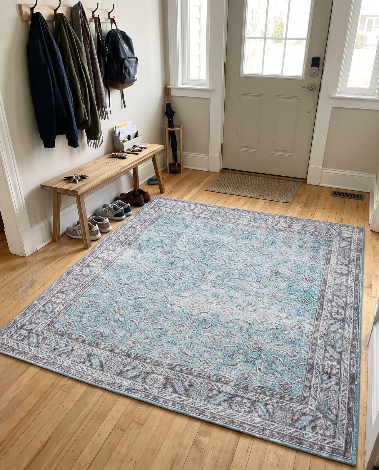 7' 6 x 7' 6 Forrester · Border Washable Rug, blue