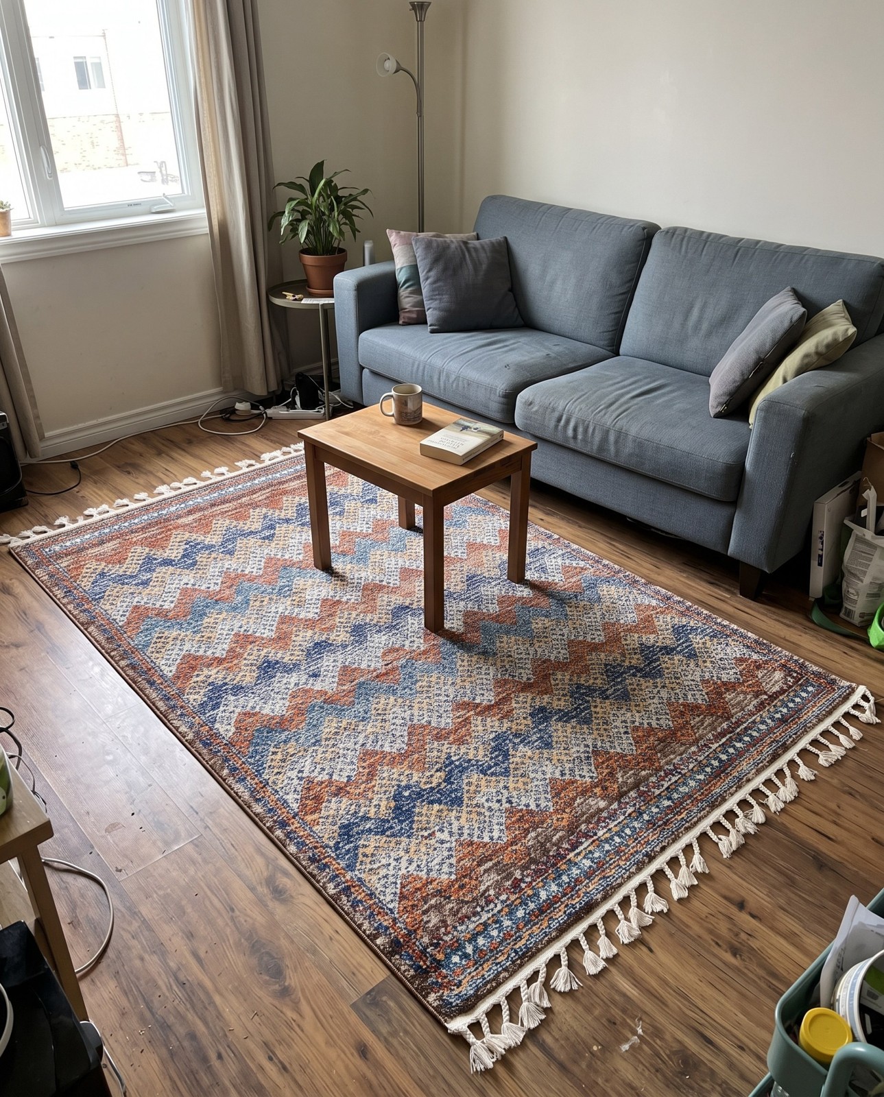 4' x 6' Walworth · Chevron rug, rust and blue