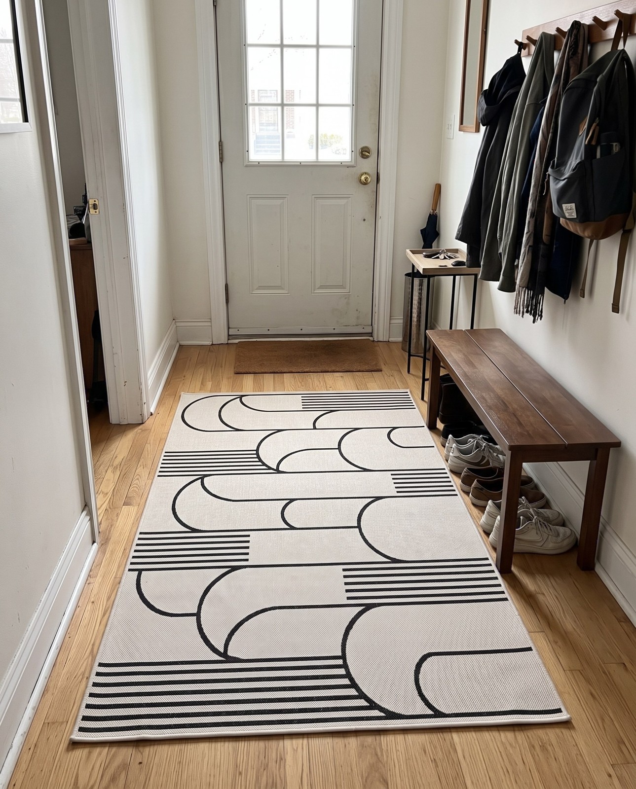 4' x 6' Prudence · Geometric Outdoor Rug, black and white