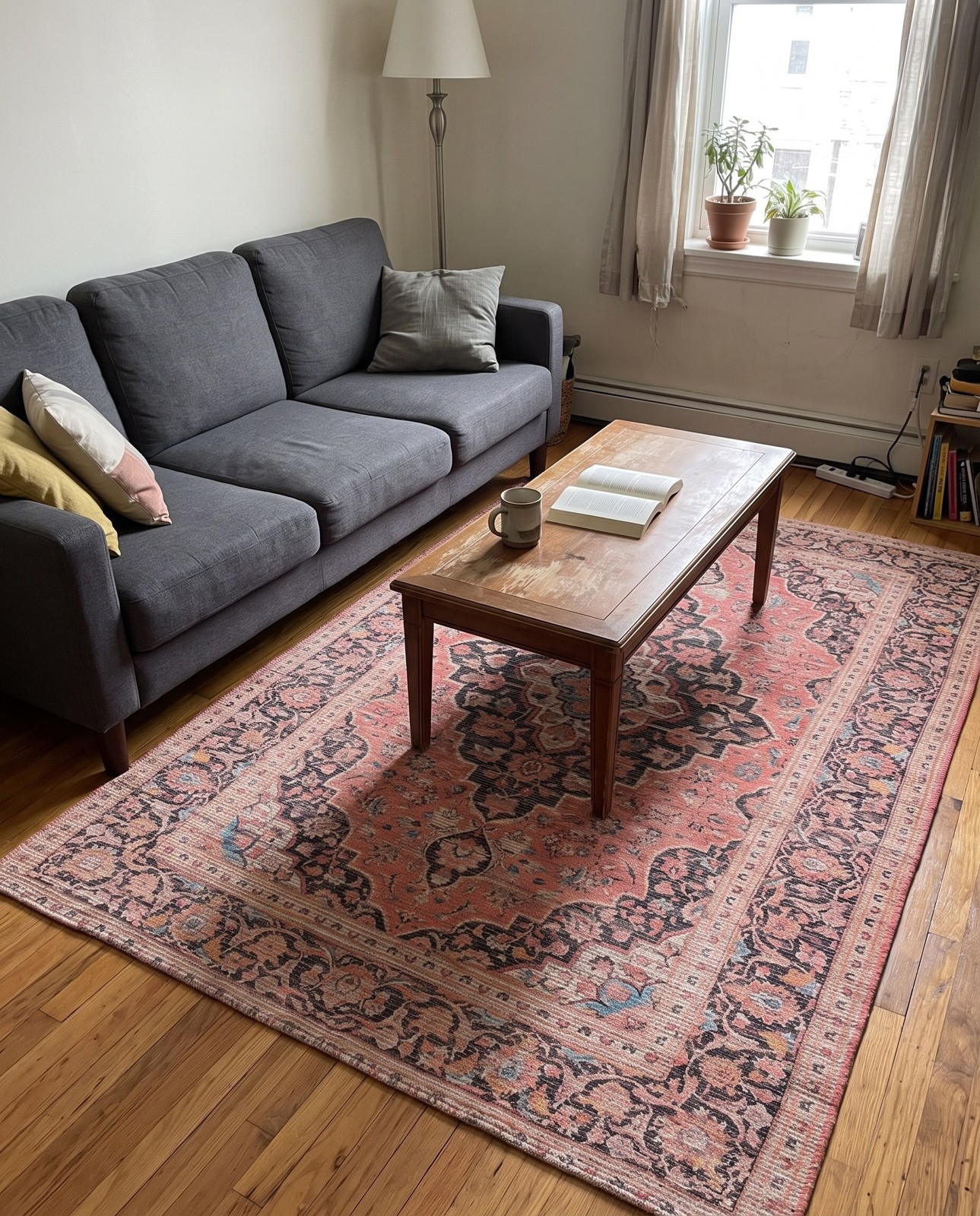4' 1 x 6' 1 Malone · Persian medallion rug, coral and black