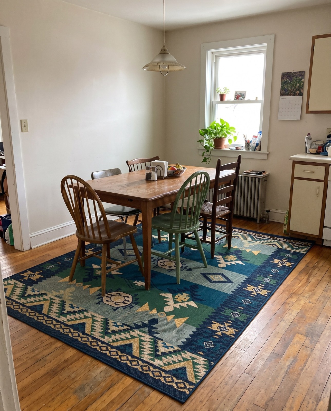 6' x 9' Wilcox · Border Outdoor Rug, blue and green