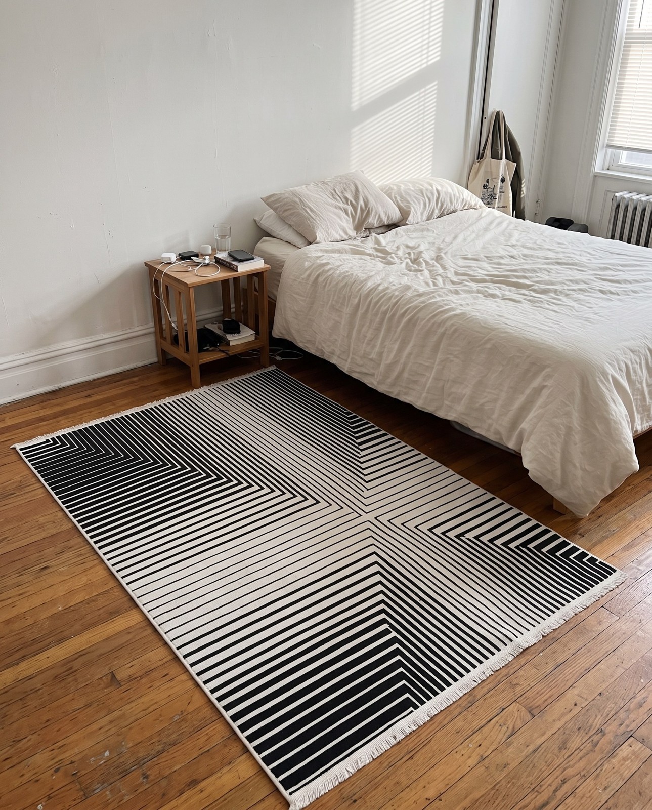 Detail image of 7' 10 x 10' Riggs · Geometric lines rug, black and white