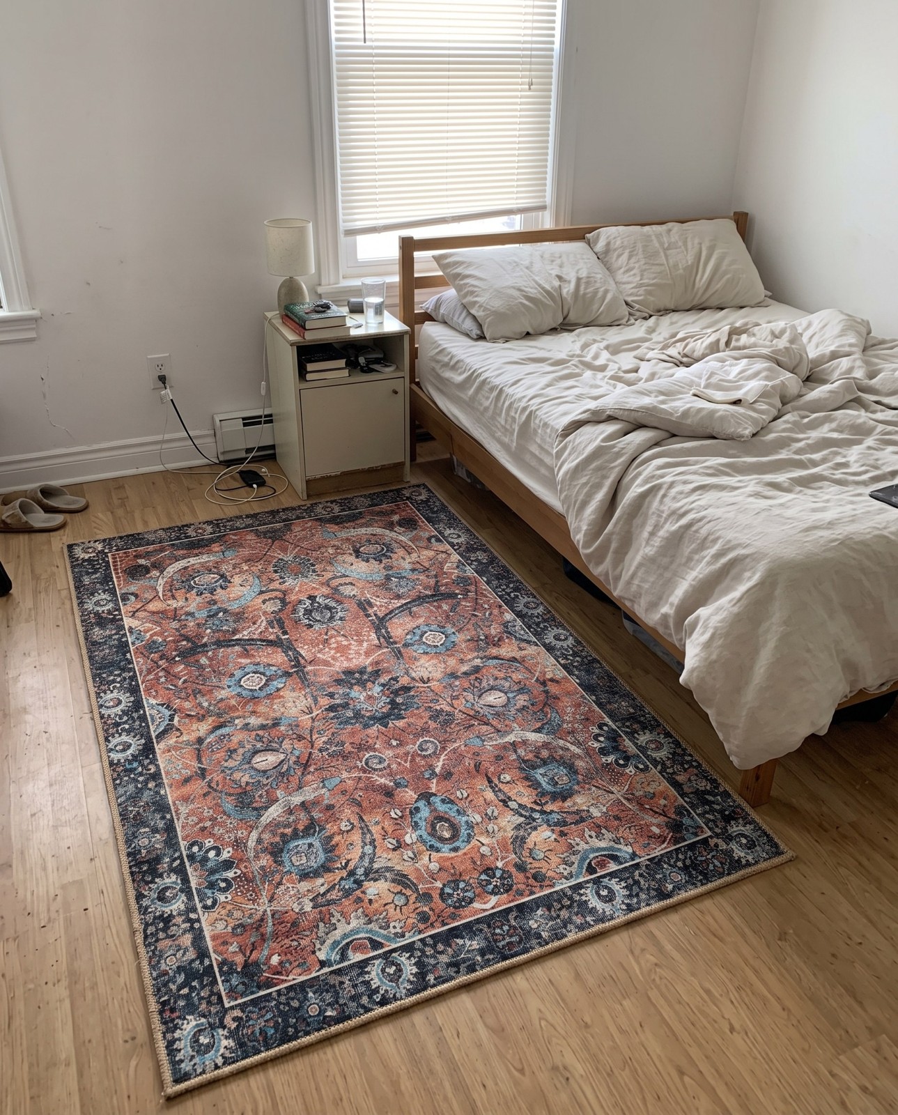 3' 6 x 5' 6 Starr · Vintage floral Washable Rug, rust and black
