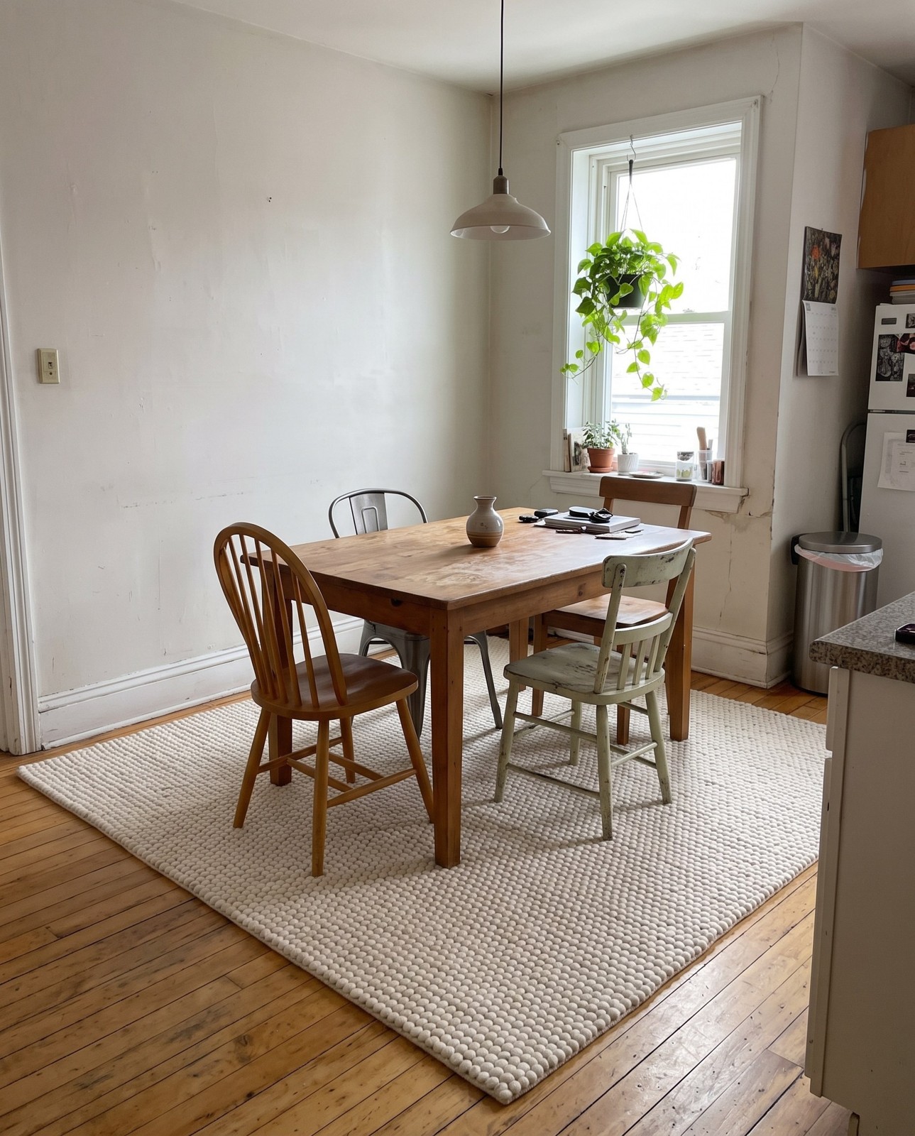 7' 1 x 10' Hawthorne · Solid bobble Wool Rug, ivory
