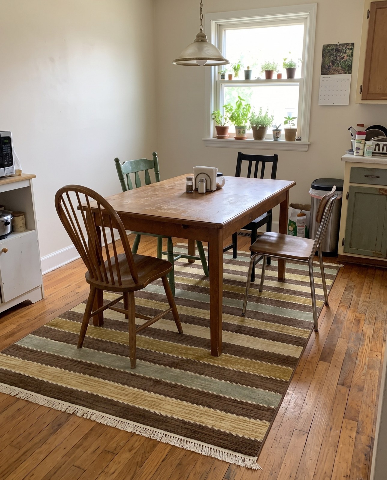 2' x 3' Rye · Striped rug, brown and beige