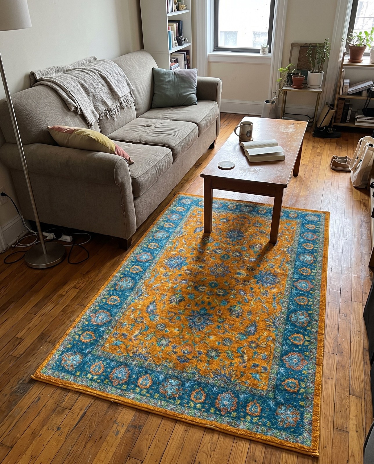 3' 3 x 5' 3 Bluebell · Floral rug, yellow and blue