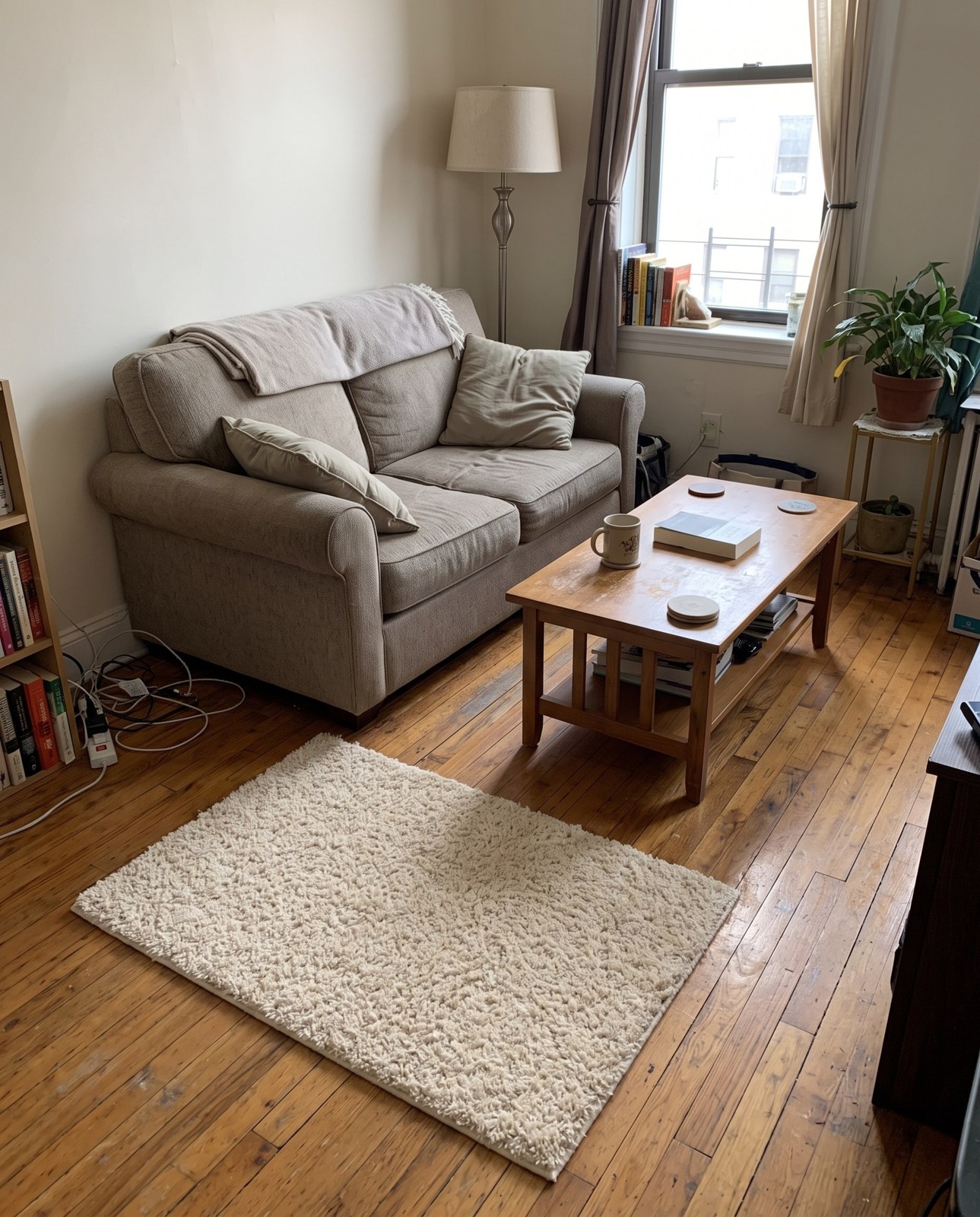 2' 2 x 3' Schuyler · Solid shag rug, cream and ivory