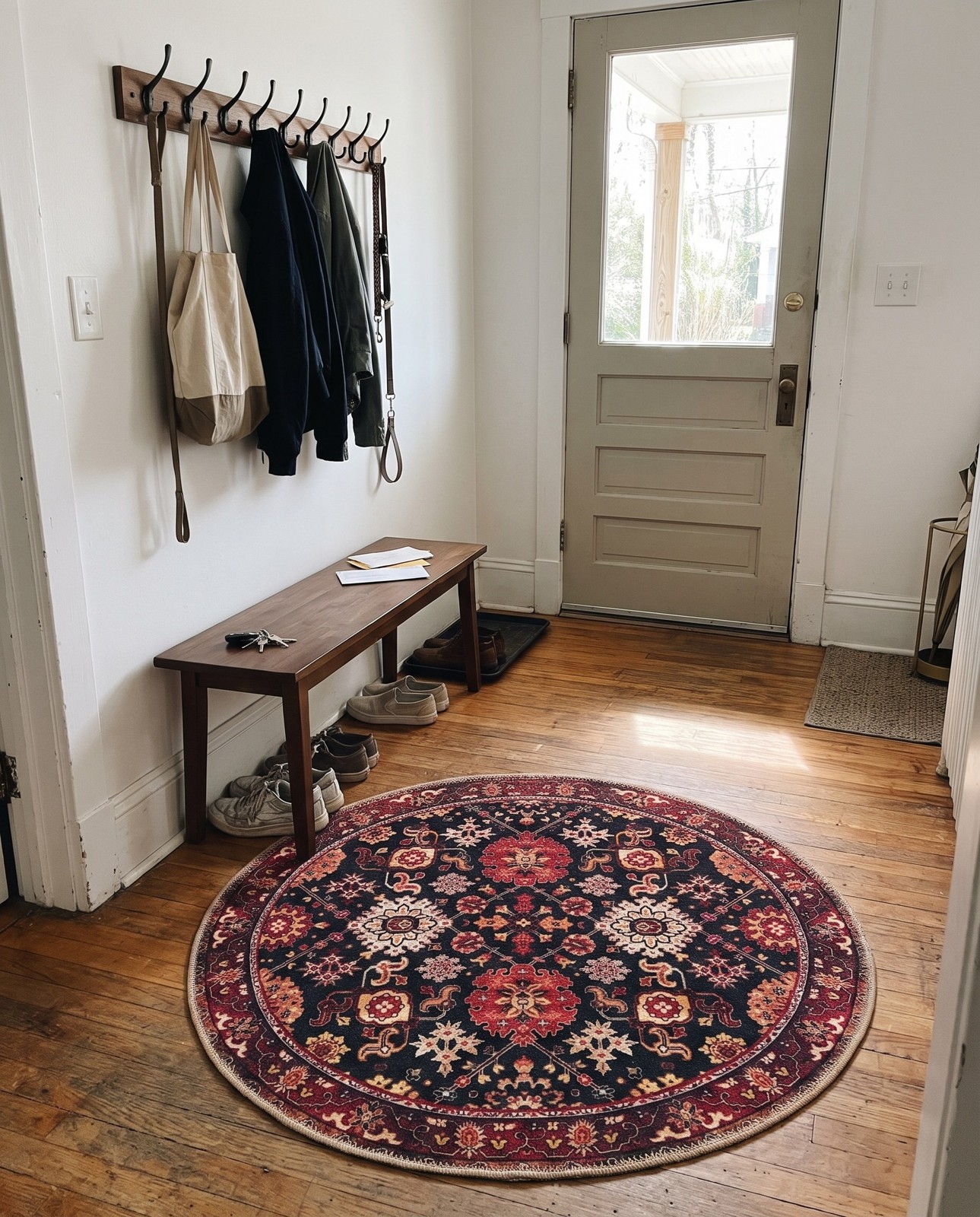 3' 6 x 3' 6 Carden · Persian Washable Rug, black, red and gold