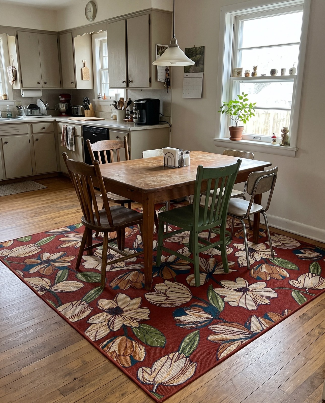 Detail image of 10' x 10' Lyndon · Floral Outdoor Rug, rust red and cream